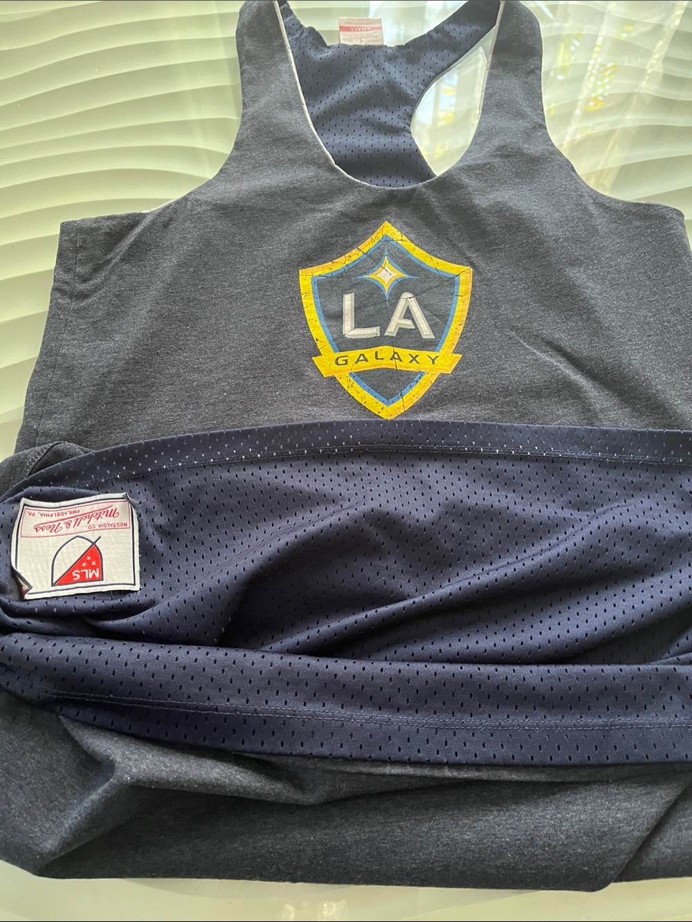 Mitchell & Ness Navy and White Mesh Athletic Tank